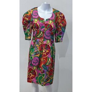 Guy Laroche Paris 80s 90s Babydoll Abstract Dress Size 8 Vintage Avant Garde